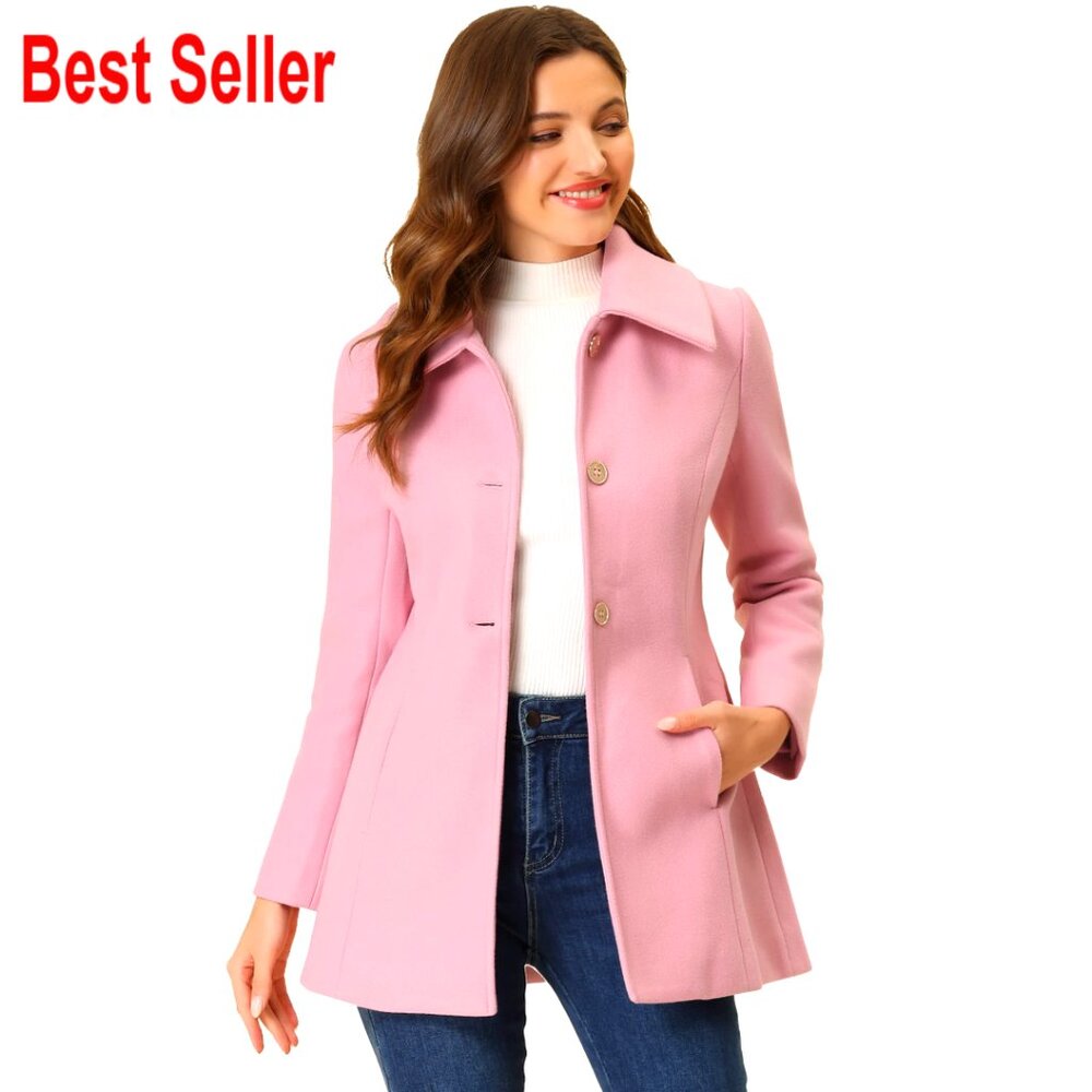 Vintage Winter Overcoat Single Breasted Turn-Down Collar Elegant Dress Coat